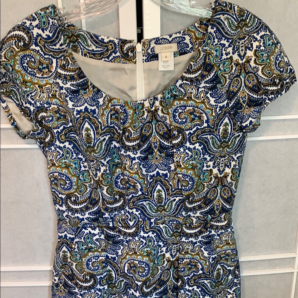 J. Crew Blue and Gold Paisley Sheath Mini Dress - Picture 3 of 4